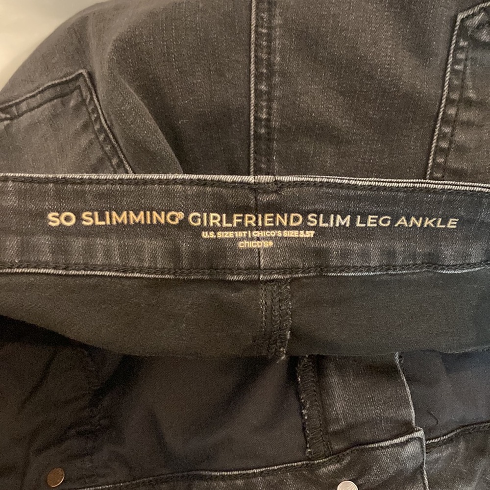 Chico's Black Boyfriend Jeans with Silver Embellishments - Picture 11 of 13